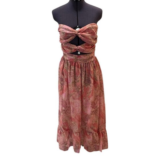 NWT‎ Strapless Arianne Dress Misa Los Angeles Paisley Pink Chiffon Size M - Picture 3 of 16